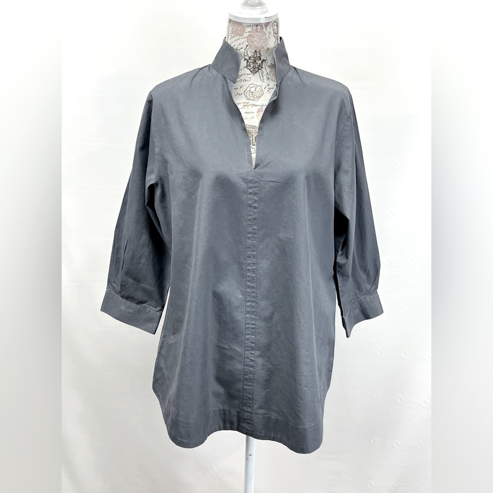 CLARIDGE & KING Gray mandarin‎ collar tunic top size L